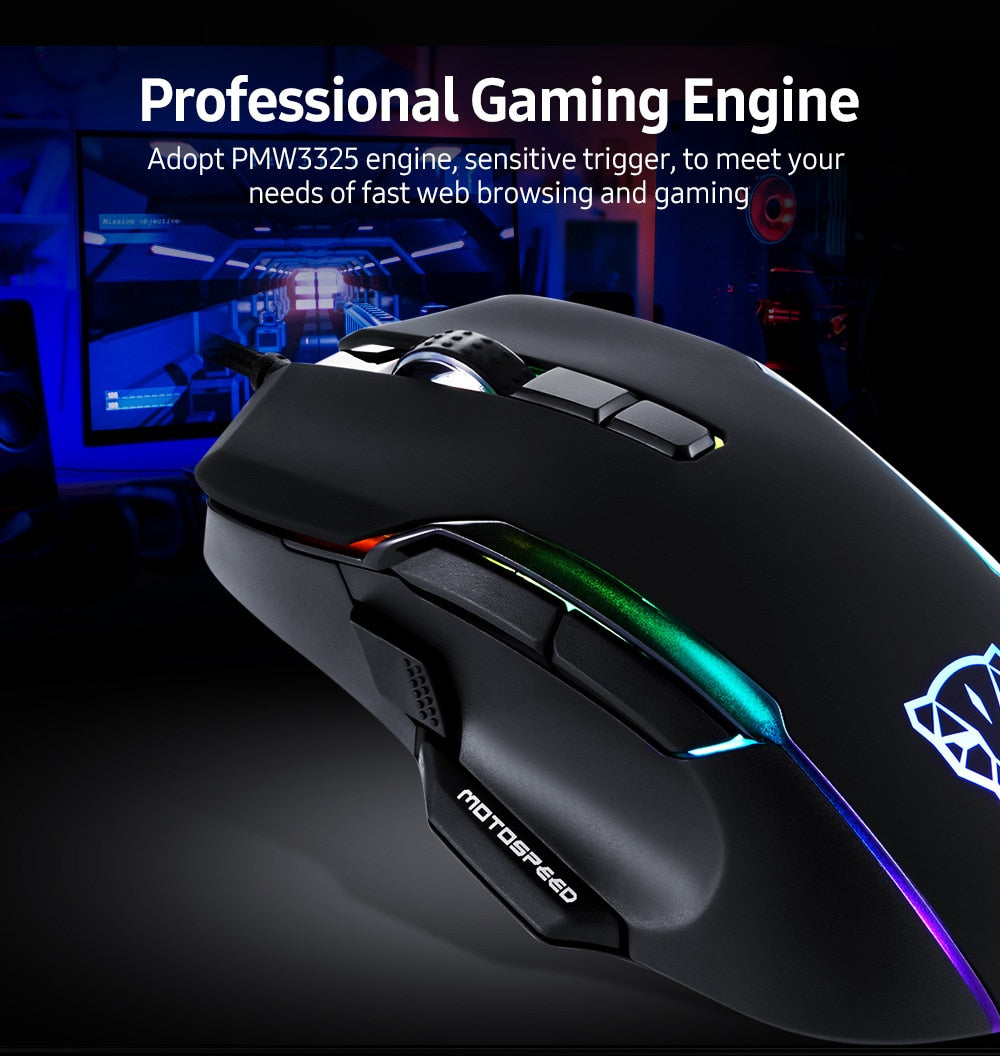 Motospeed V90 Wired Gaming Mouse 5000 DPI