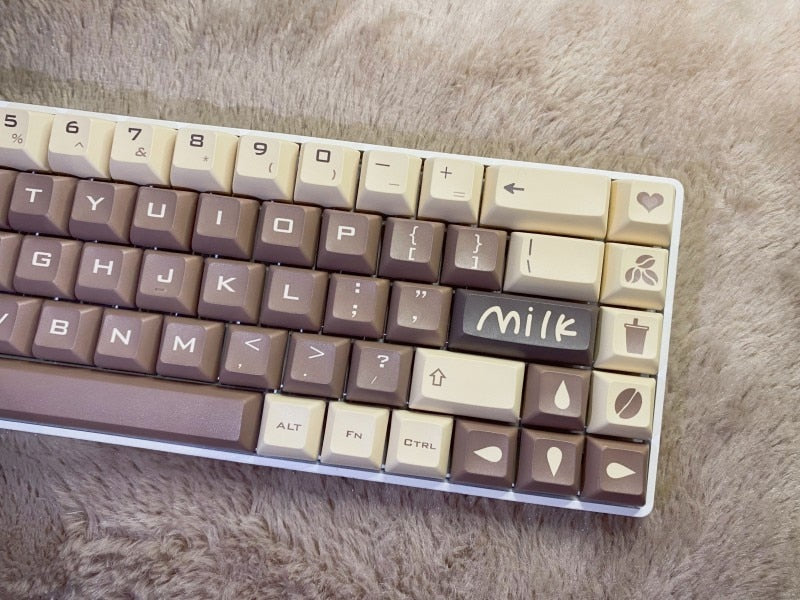 Coffee Latte Keycaps PBT KCA Profile