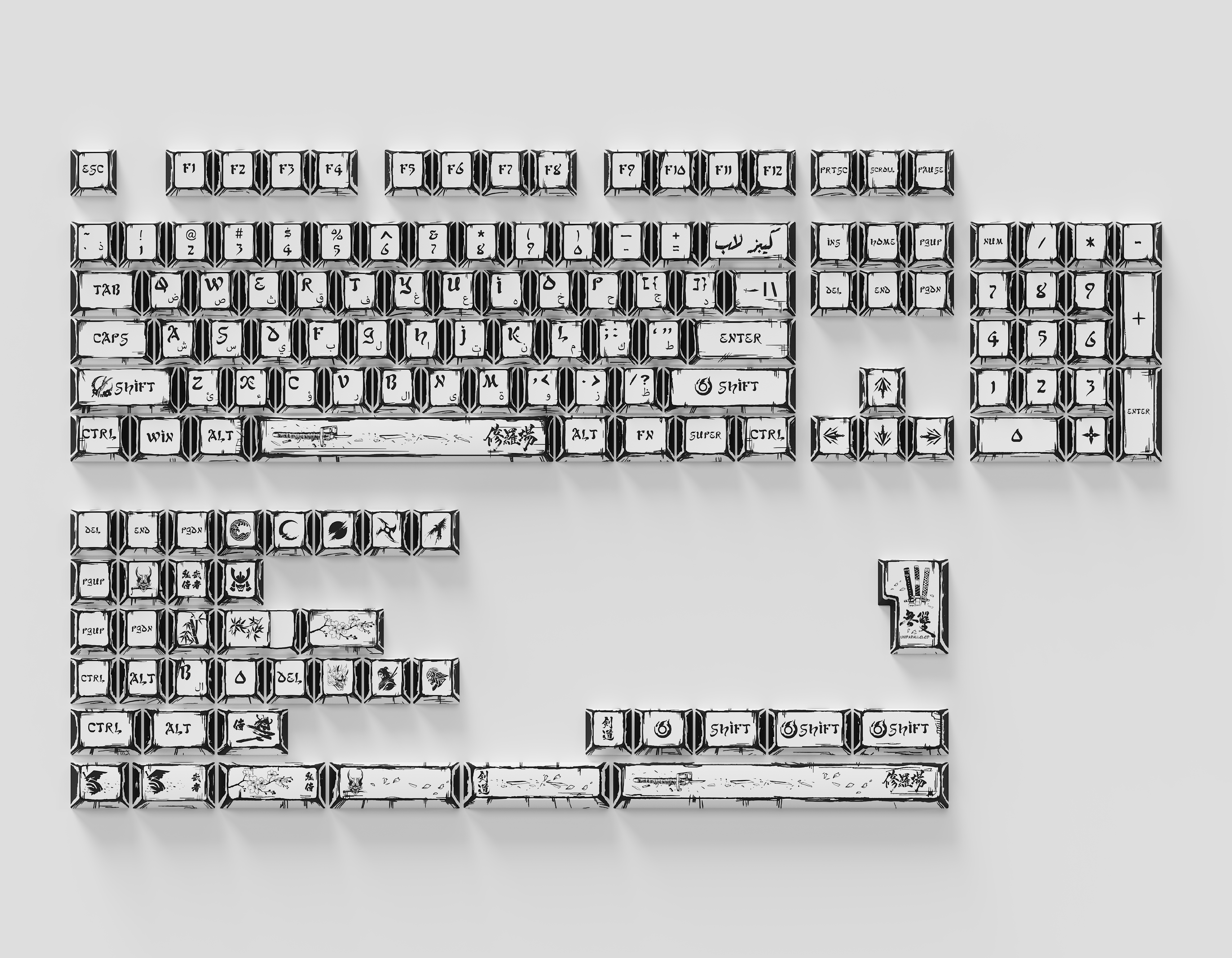 اصدار محدود ٣٠/٣٠ Keebz Lab Warrior Awakening Arabic Cherry 144 Keys PBT Keycaps