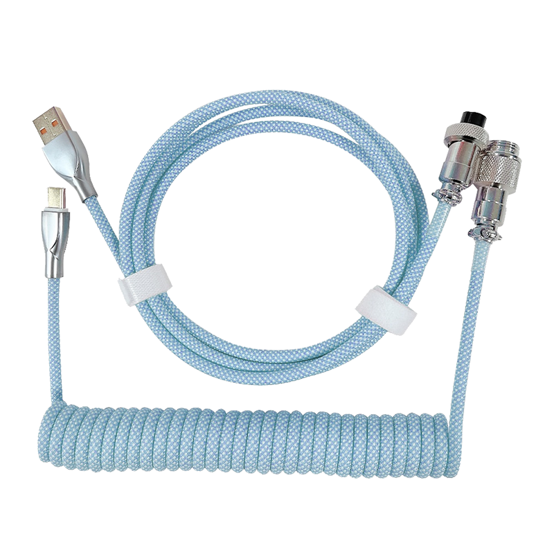 1.8M Pastel Blue Coiled Cable type C