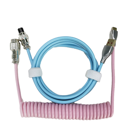 1.8M Blue & Pink Coiled Cable type C