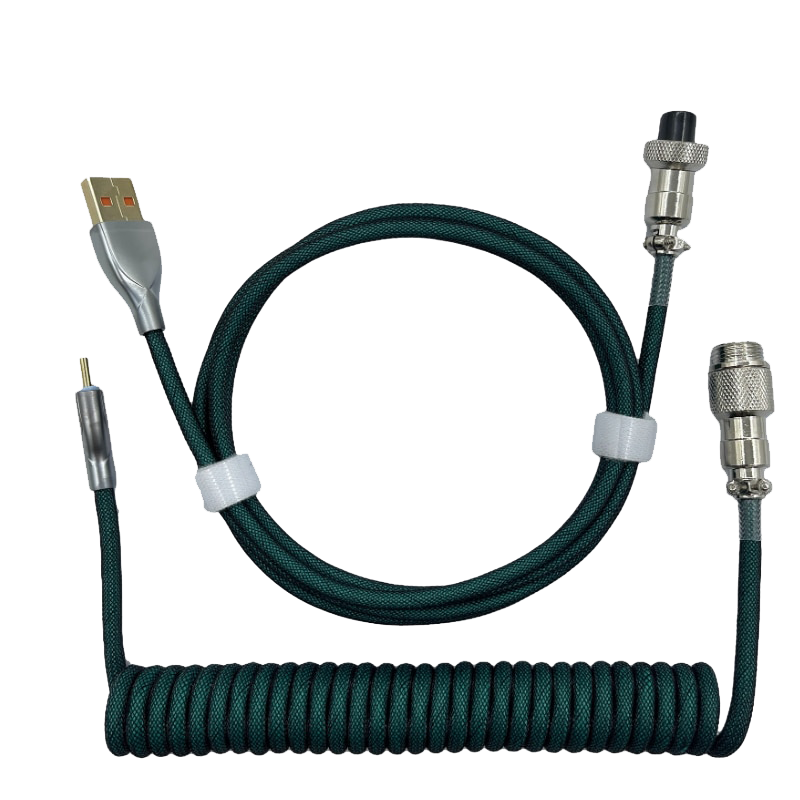 1.8M Dark Green Coiled Cable type C