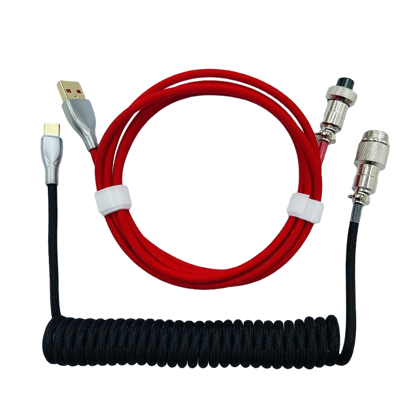 1.8M Red & Black Coiled Cable type C