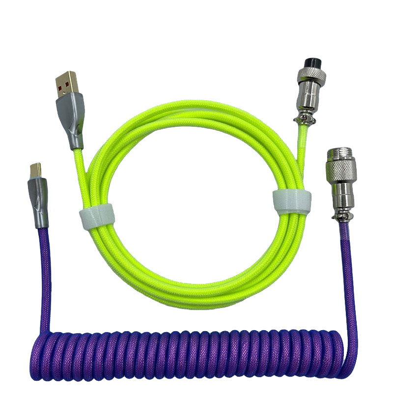 1.8M Green & Purple Coiled Cable type C