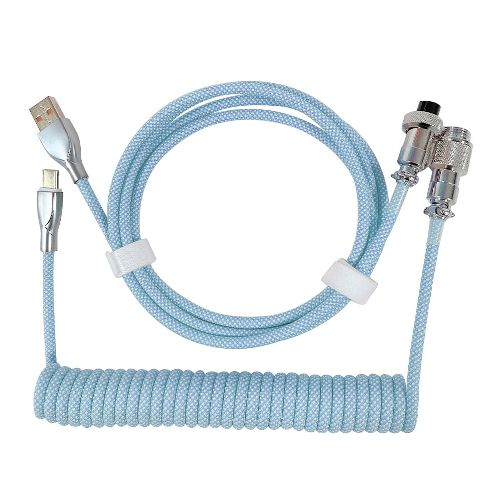 1.8M Pastel Blue Coiled Cable type C