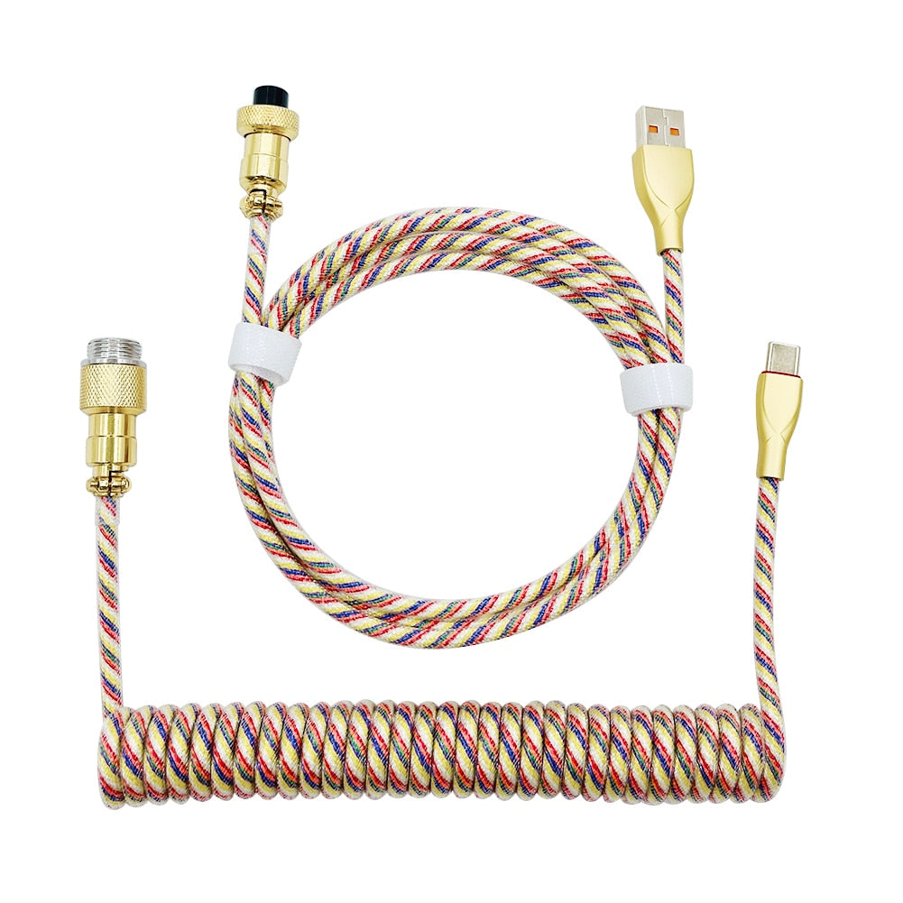 1.8M Cream & Red RGB Coiled Cable type C
