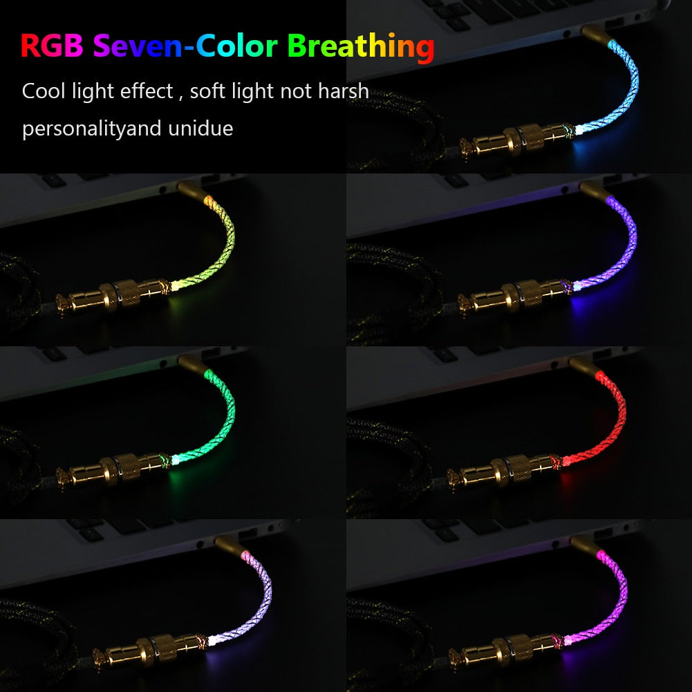 1.8M Black & Gold RGB Coiled Cable type C