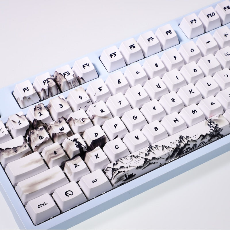 Chinese ink landscape PBT Keycaps Cherry Profile