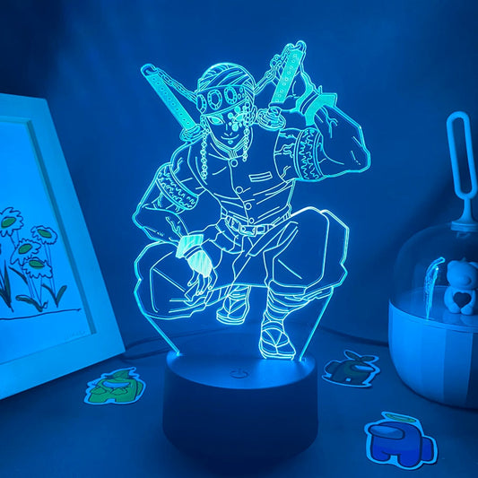 مجسم قاتل الشياطين Uzui Tengen بمصابيح LED ثلاثية الأبعاد 