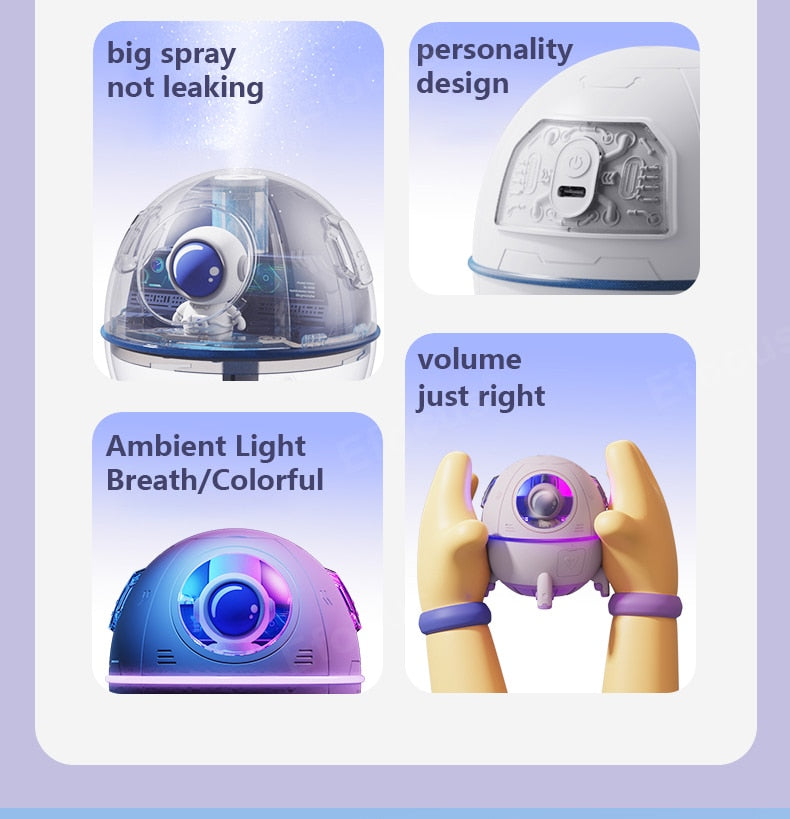 Astronaut Capsule Air Humidifier Aroma Oil Diffuser RGB Rechargeable