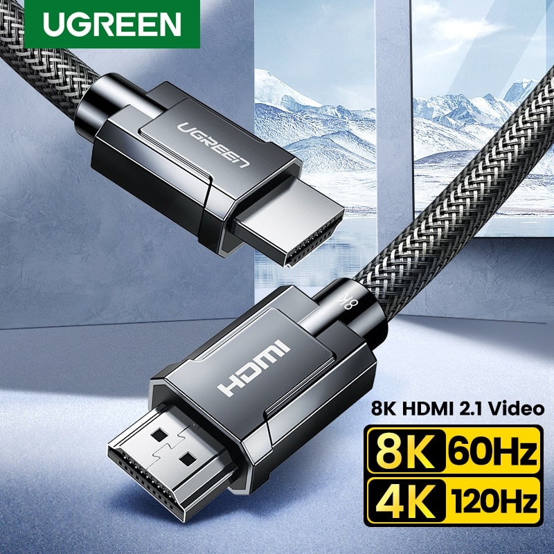 كابل UGREEN 8K HDMI لـ Xiaomi TV Box PS5 USB HUB فائق السرعة معتمد 8K @ 60 هرتز HDMI 2.1 كابل 48 جيجابت في الثانية eARC Dolby Vision HD