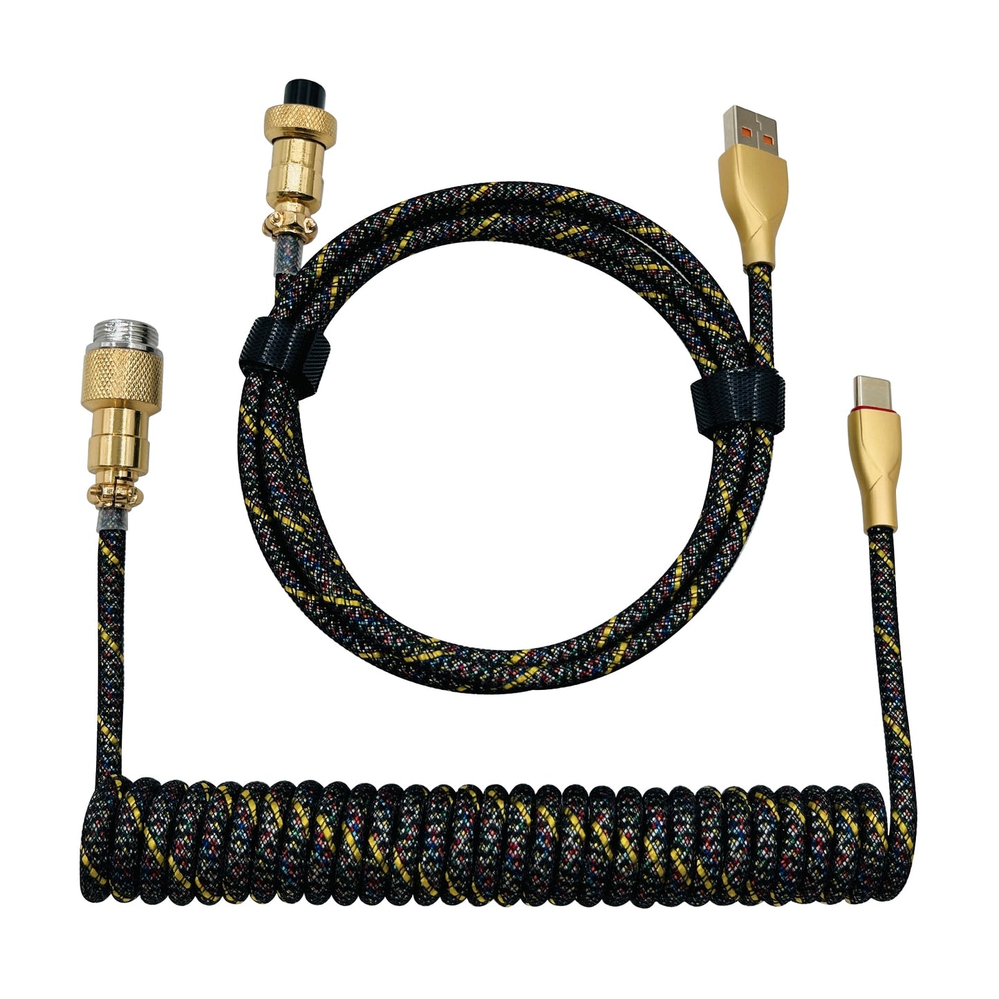 1.8M Black & Gold RGB Coiled Cable type C
