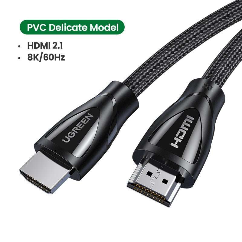 كابل UGREEN 8K HDMI لـ Xiaomi TV Box PS5 USB HUB فائق السرعة معتمد 8K @ 60 هرتز HDMI 2.1 كابل 48 جيجابت في الثانية eARC Dolby Vision HD