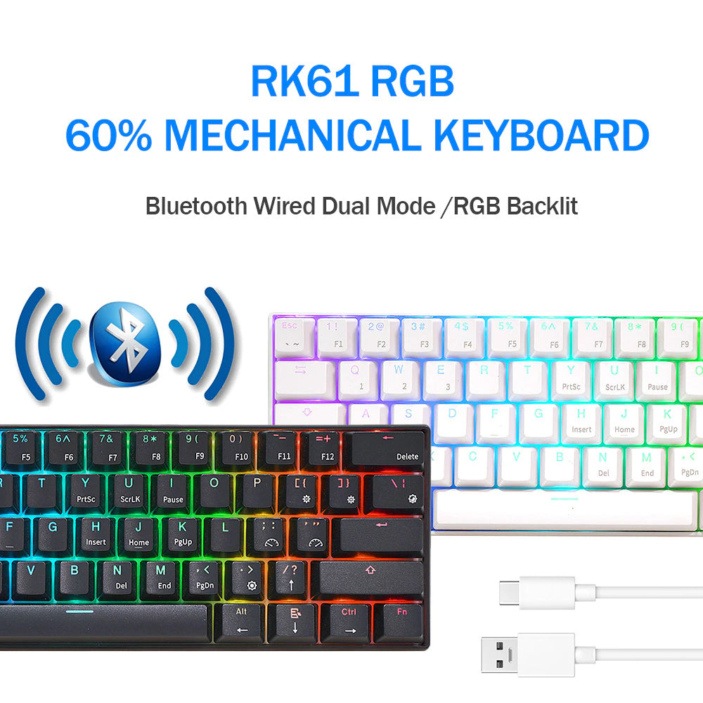 لوحة مفاتيح ROYAL KLUDGE RK61 ميكانيكية لاسلكية 60٪