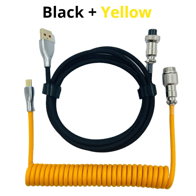 1.8M Black & Yellow Coiled Cable type C