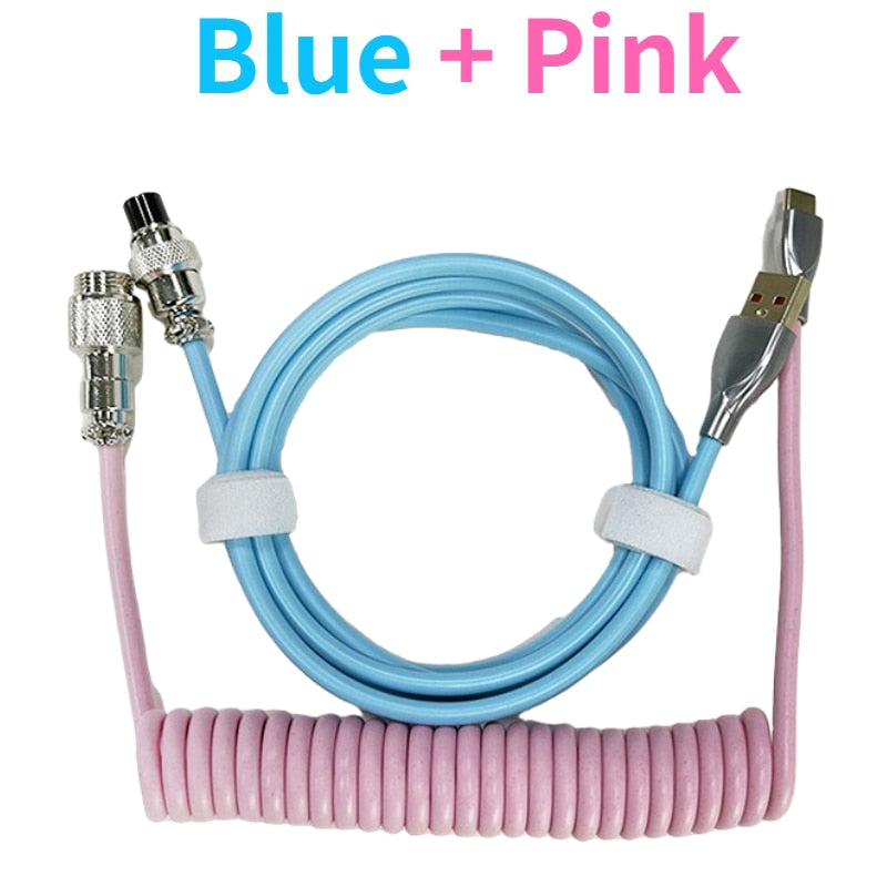1.8M Blue & Pink Coiled Cable type C