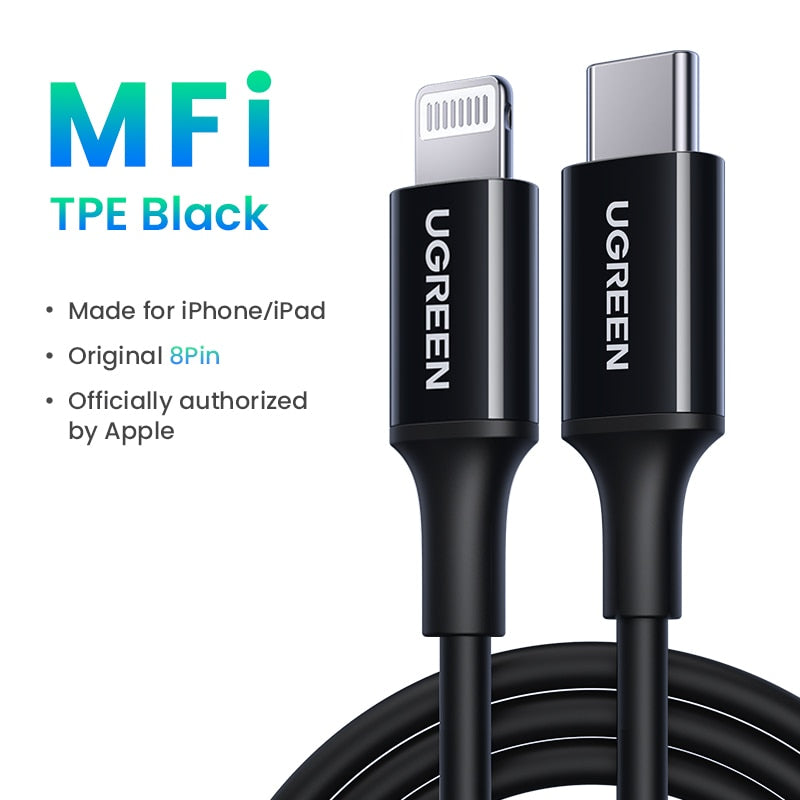 【NEW】UGREEN MFi USB C to Lightning Cable PD 20W Fast Charging for iPhone 14 13 12 Pro Max Type C Phone Cable for iPad