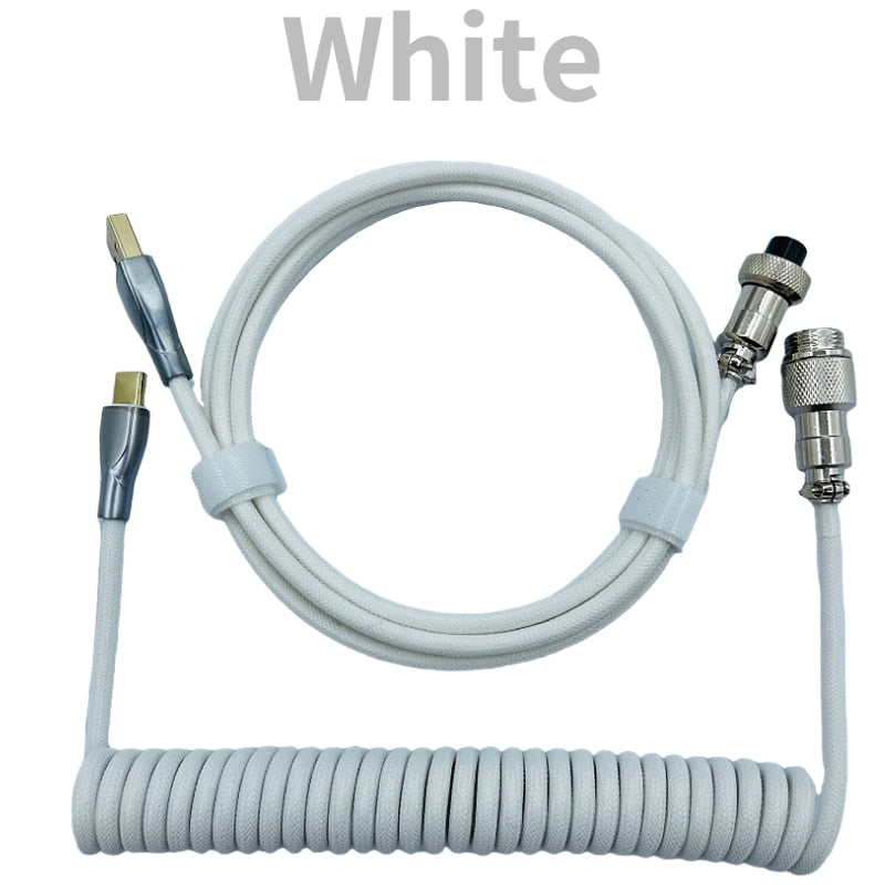 1.8M White Coiled Cable type C