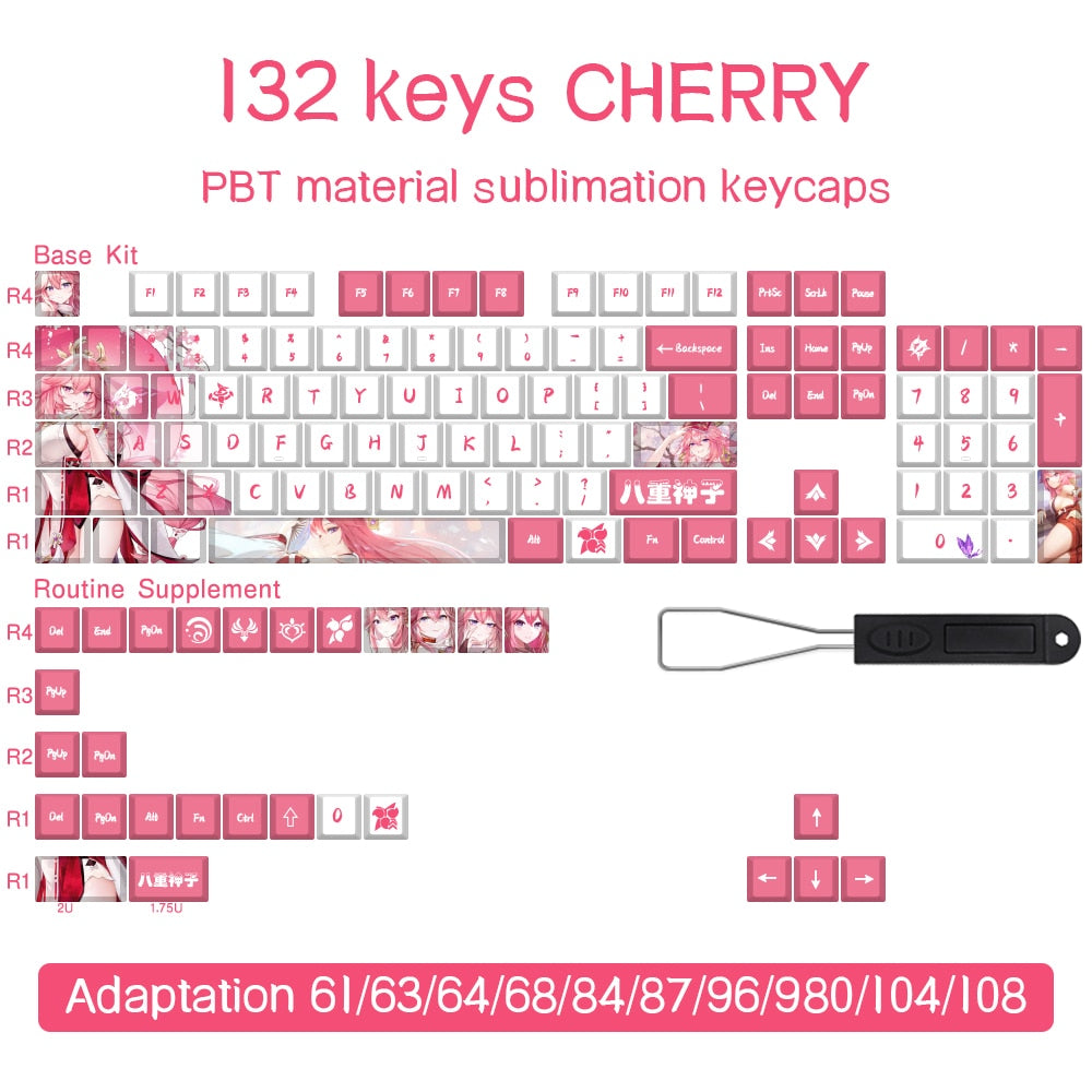 Genshin Yae Kamiko Cherry Profile PBT Keycaps