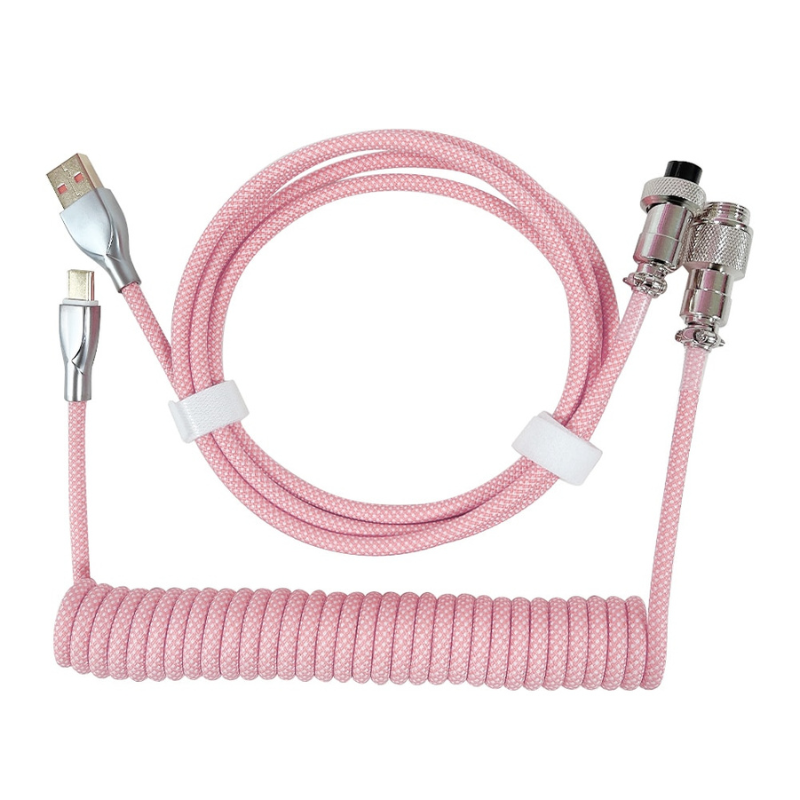 1.8M Pastel Pink Coiled Cable type C