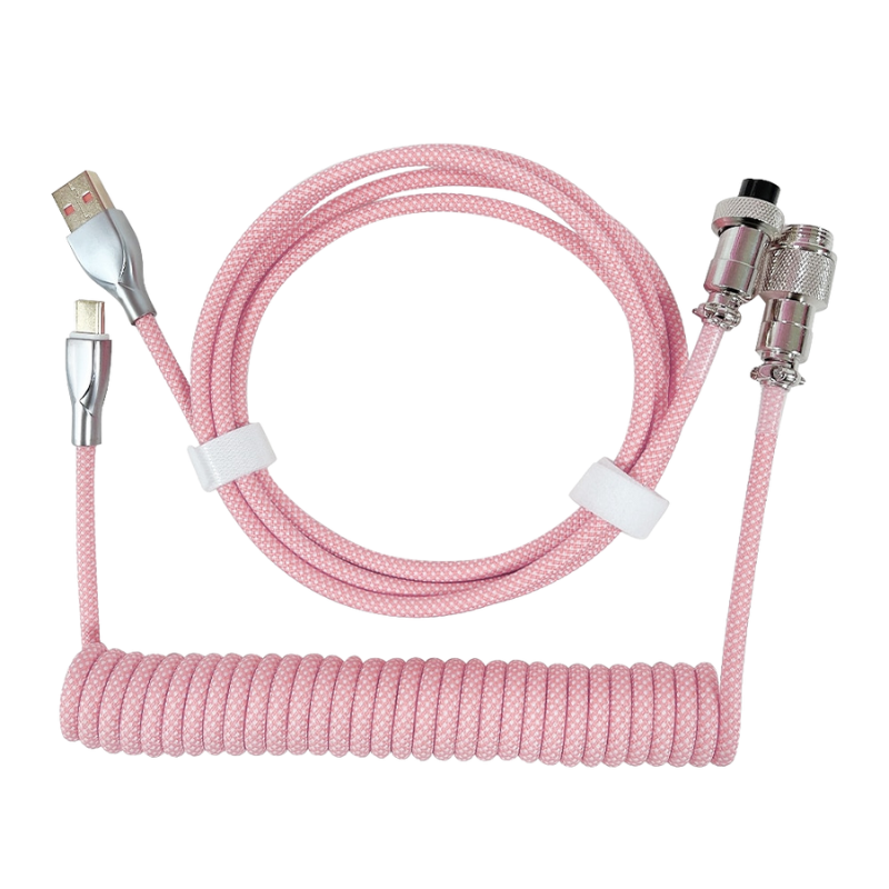 1.8M Pastel Pink Coiled Cable type C
